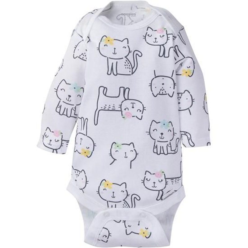 Baby Girl Long Sleeve Kitty Bodysuits - pack x6