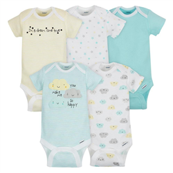 Neutral Cloud Brand Short Sleeve Bodysuits - pack x5