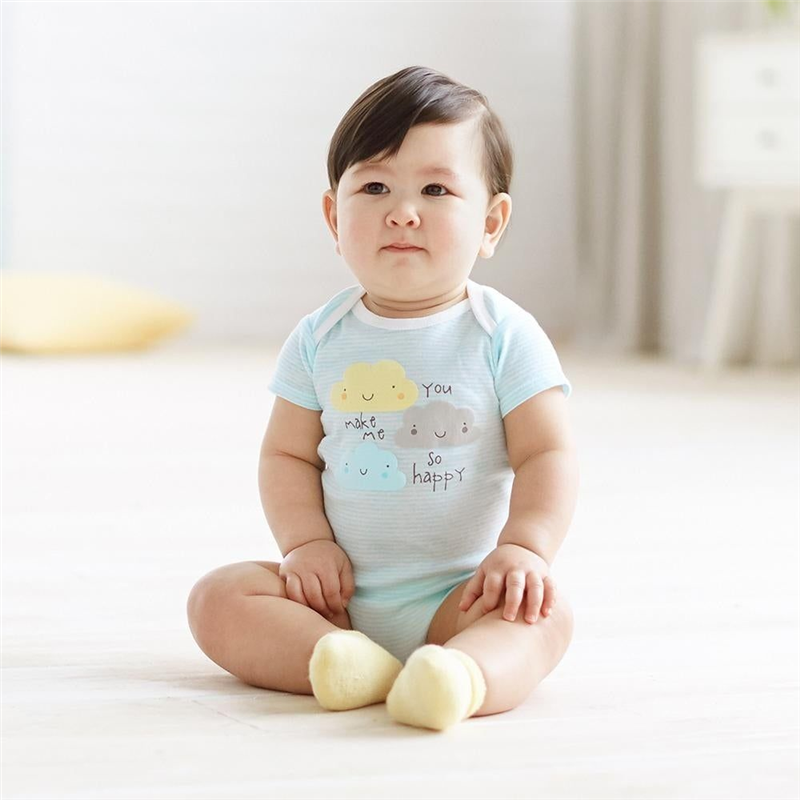 Neutral Cloud Brand Short Sleeve Bodysuits - pack x5