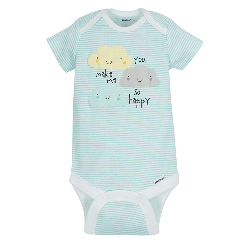 Neutral Cloud Brand Short Sleeve Bodysuits - pack x5