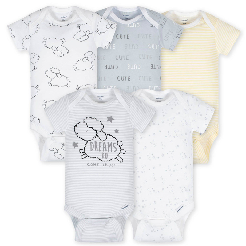 Neutral Lamb Brand Short Sleeve Bodysuits - pack x5