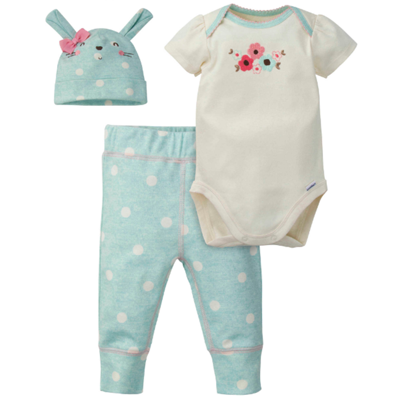 Conjunto orgánica Conejito floral - pack x3