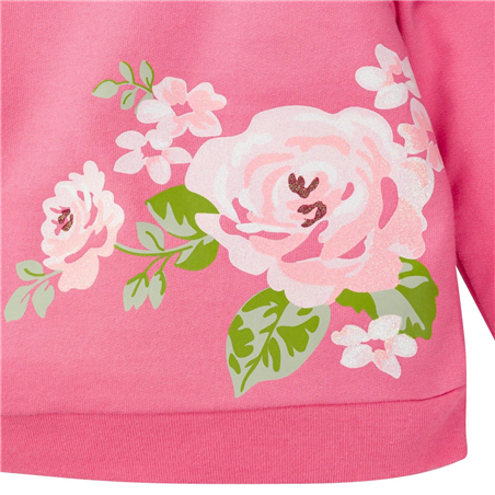 Conjunto de top de felpa francesa, tutú de tul y leggings con rosas- Set x3